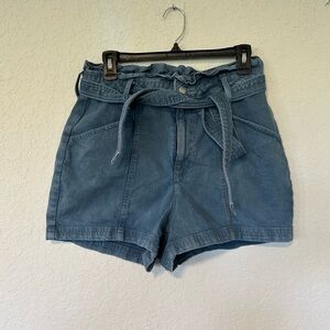 High-Rise Paperbag Waist Denim Shorts - Blue Size 8, Summer Shorts